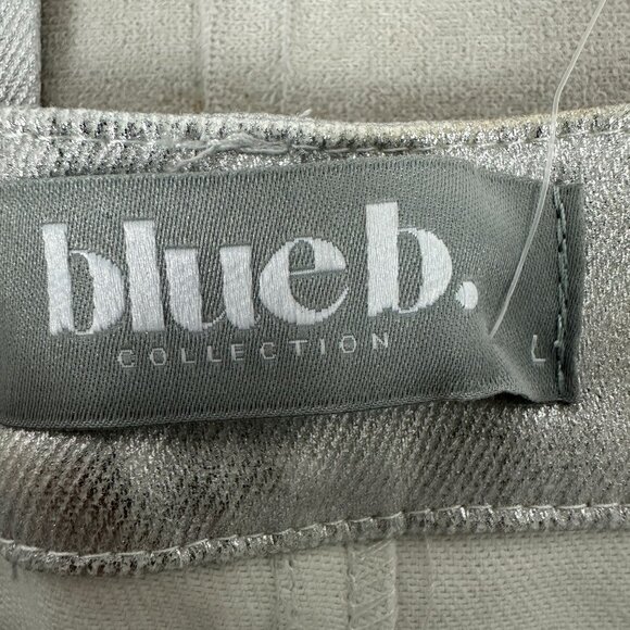 Metallic Silver Pants By Blue B. Collection Size L Cotton/Spandex Blend - Picture 3 of 6
